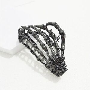 Goth Black Skeleton Hand Hair Clip Accessory, Skull, Medium Weight OS